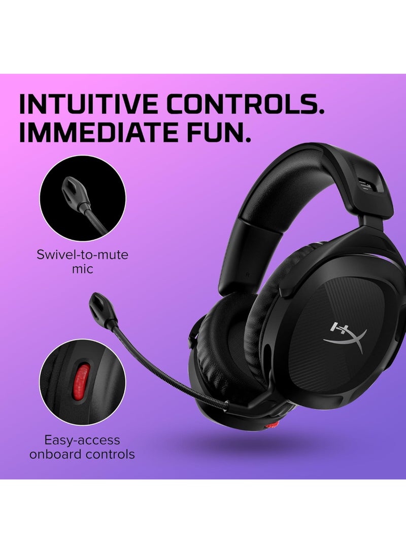هايبركس سماعة رأس لاسلكية HyperX Cloud Stinger 2 للألعاب متوافقة مع الكمبيوتر الشخصي، مزودة بميكروفون دوار لإلغاء الضوضاء، وإسفنج مريح، وعمر بطارية يصل إلى 20 ساعة - أسود - Image 4