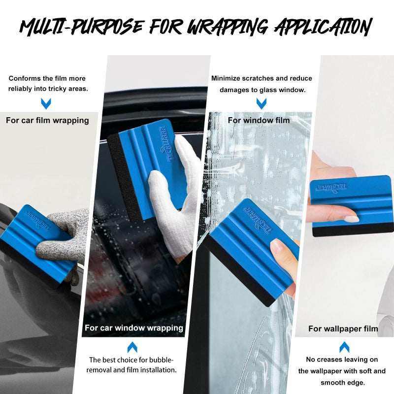 TECKWRAP Plastic Felt Edge Squeegee 4 Inch for Car Vinyl Scraper Decal Applicator Tool 1 pcs (with Black Felt Edge) - Image 3