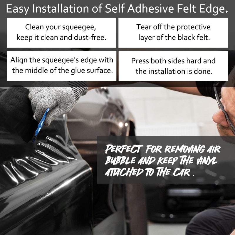 TECKWRAP Plastic Felt Edge Squeegee 4 Inch for Car Vinyl Scraper Decal Applicator Tool 1 pcs (with Black Felt Edge) - Image 4