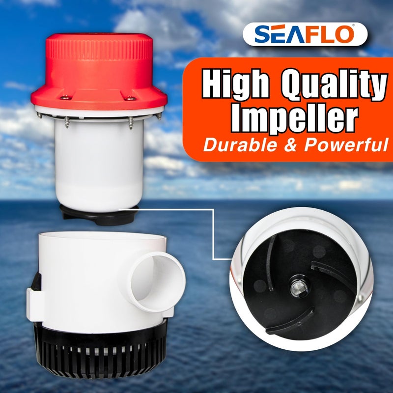 SEAFLO 01 Series 4700 GPH Bilge Pump â€“ 12V, 2" Outlet, Marine Submersible Pump, Anti-Airlock Protection, Snap-Off Strainer Base, CE & RoHS Certified â€“ 4-Year Warranty - Image 3