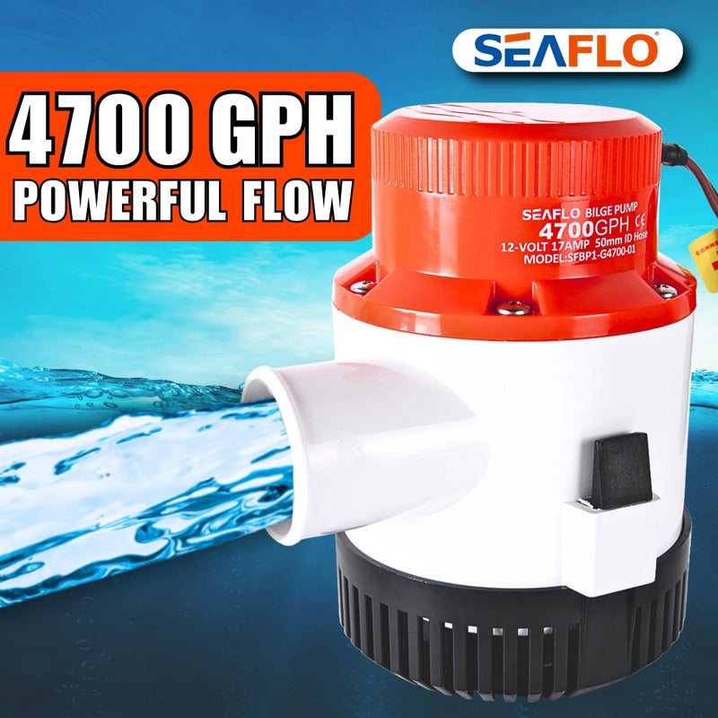 SEAFLO 01 Series 4700 GPH Bilge Pump â€“ 12V, 2" Outlet, Marine Submersible Pump, Anti-Airlock Protection, Snap-Off Strainer Base, CE & RoHS Certified â€“ 4-Year Warranty - Image 2