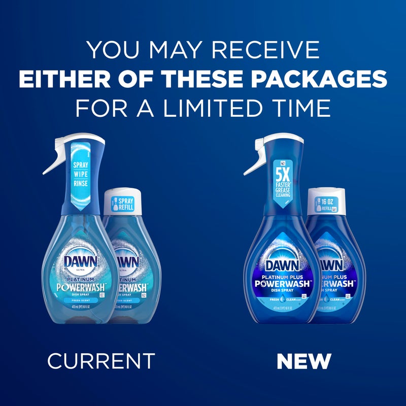 Dawn Powerwash Spray, Dish Soap, Dishwashing Liquid, Cleaning Supplies, Fresh, 1 Starter Kit + 1 Refill, 32 Fl Oz - Image 2