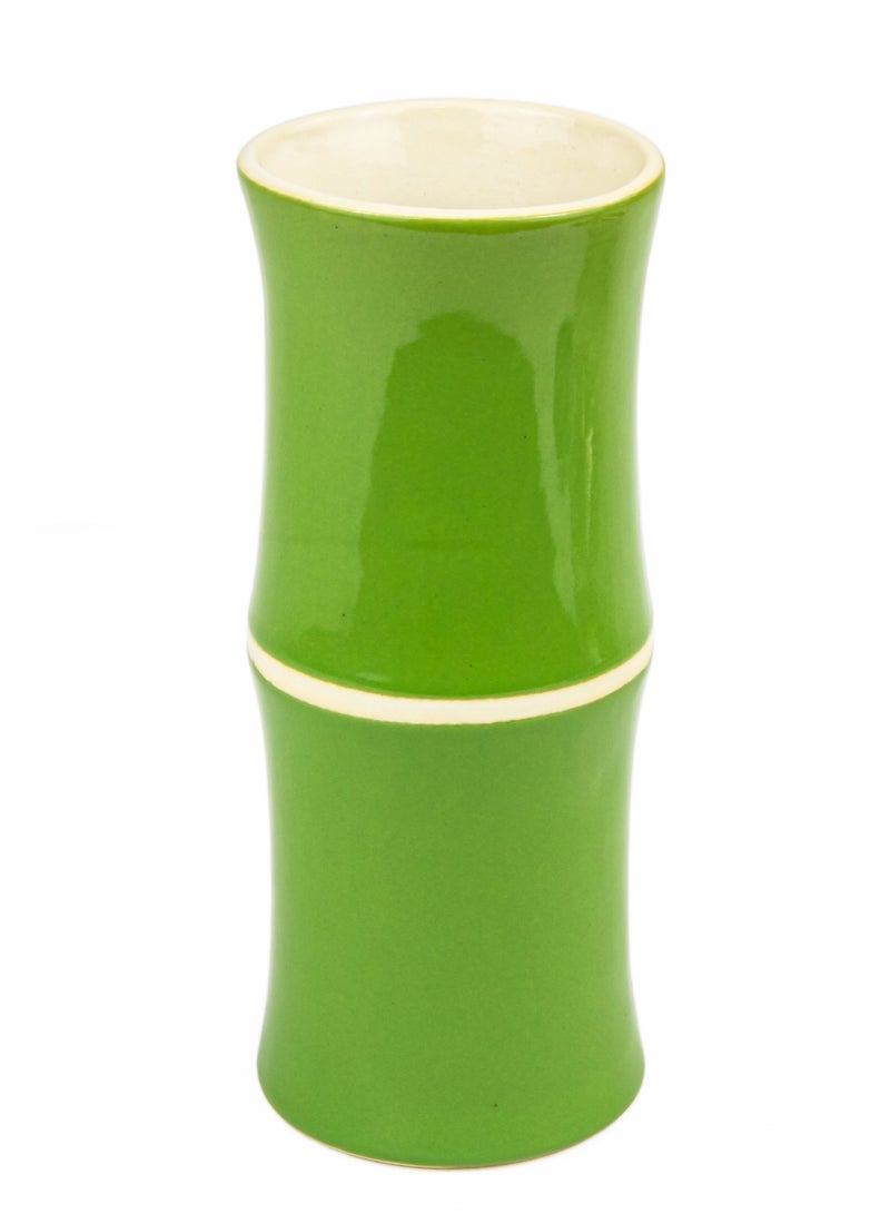 BarPros Ceramic Green Bamboo Tiki Mug 320ml, Tall Hawaiian Style Cup, Handcrafted Drinkware - Image 1