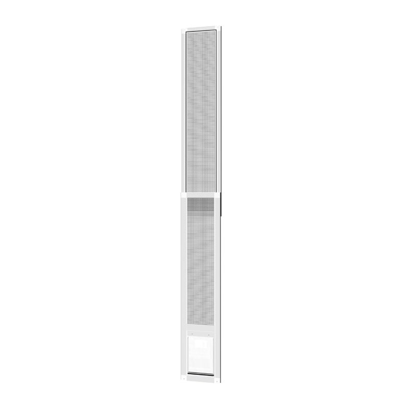 Hakuna Pets V2 Patio Pet Door Screen Insert Panel for Sliding Doors, Fits Door Track Min Ht 55.12" to Max Ht 84.25",UV Resistant Mesh, Locking Magnetic Dog Door, Easy Install and Removal, Small, White - Image 1