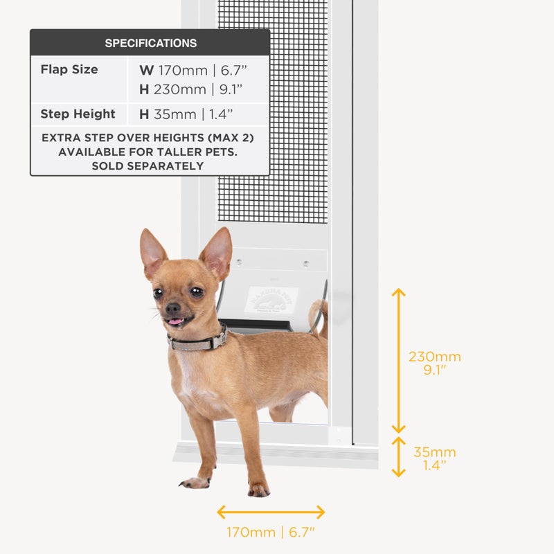 Hakuna Pets V2 Patio Pet Door Screen Insert Panel for Sliding Doors, Fits Door Track Min Ht 55.12" to Max Ht 84.25",UV Resistant Mesh, Locking Magnetic Dog Door, Easy Install and Removal, Small, White - Image 2