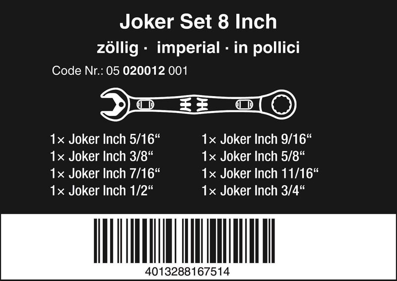 Wera 05020012001 Joker Set Imperial Combination Wrench-Set, 8 Pieces - Image 2
