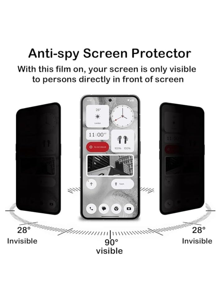 Muzz Privacy Screen Protector for Nothing Phone 2a Plus [2 Pack]  Anti-Spy Tempered Glass Film 9H Hardness Anti Scratch Anti Fingerprint Bubble-Free Anti-Spy Screen Protector for Nothing Phone 2a Plus  - Image 2