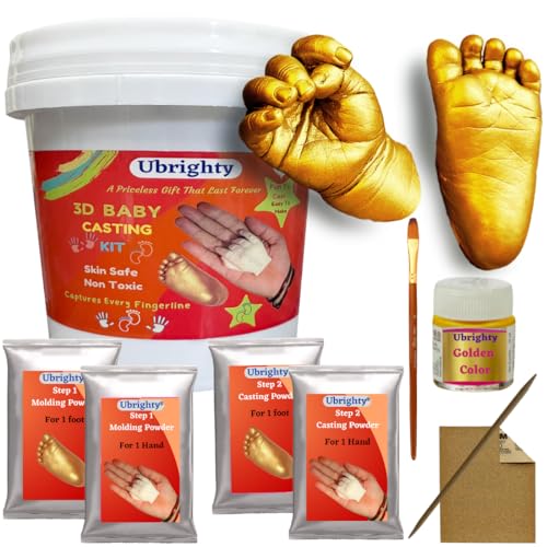 Ubrighty Casting kit for Baby, 2 Hand OR feet, Hand molding Casting kit Hand and Foot Casting 3D Hand Print and Foot Print, Molding Clay Powder (2 Casting up to 9 Month Baby) - Image 1
