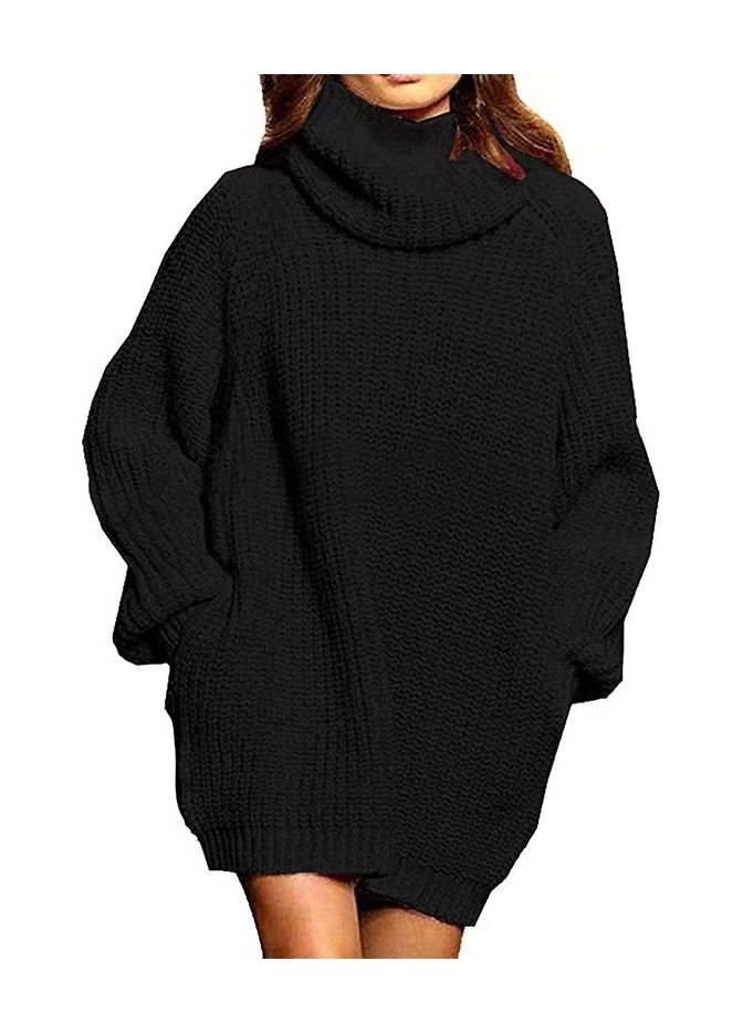 Loquat Women's Fashion Simple Autumn And Winter Medium long Turtleneck Sweater 