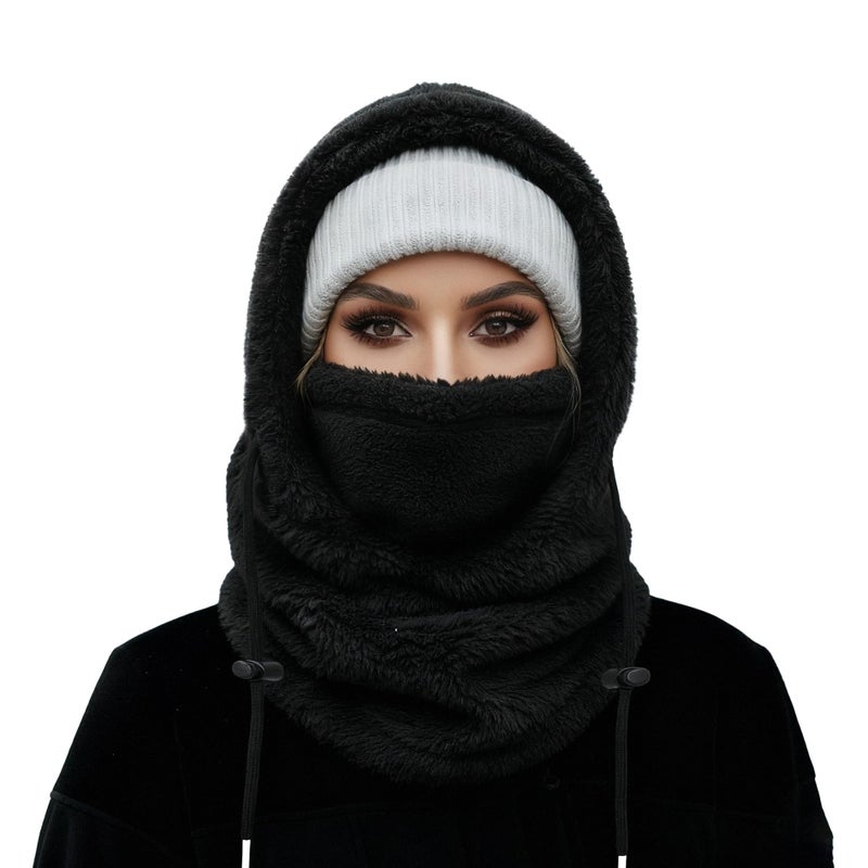 MVPTOO Ski Mask Balalclava Windproof Face Mask Warm Fleece Neck Cover for Cold Weather Helmet Hood for Men & Women (Black) - Image 1