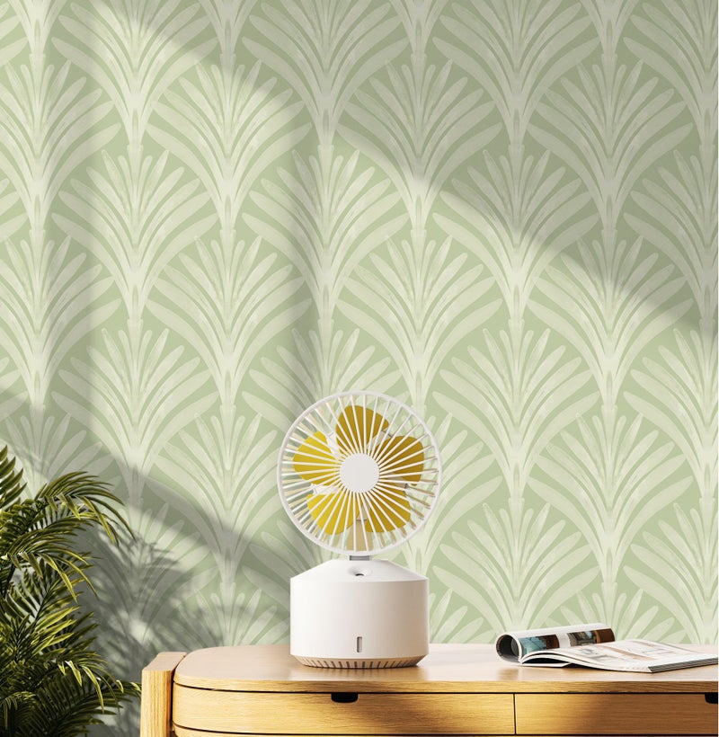 Hopepak Peel and Stick Wallpaper Sage Green Leaf Contact Paper Boho Self Adhesive Wall Paper Removable Renter Friendly Wallpaper for Bedroom Bathroom Cabinet Vinyl Rolls 161x787
