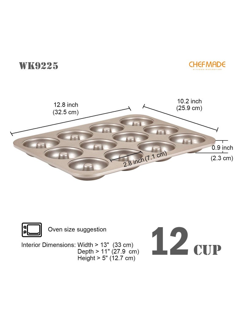 chefmade - Donut Mold Cake Pan 12 Cavity Non-Stick Ring Doughnut Bakeware - Image 1