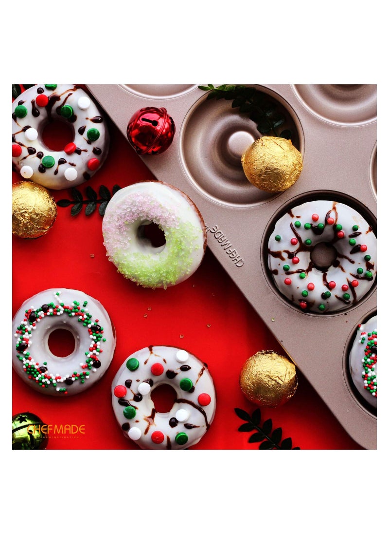 chefmade - Donut Mold Cake Pan 12 Cavity Non-Stick Ring Doughnut Bakeware - Image 1