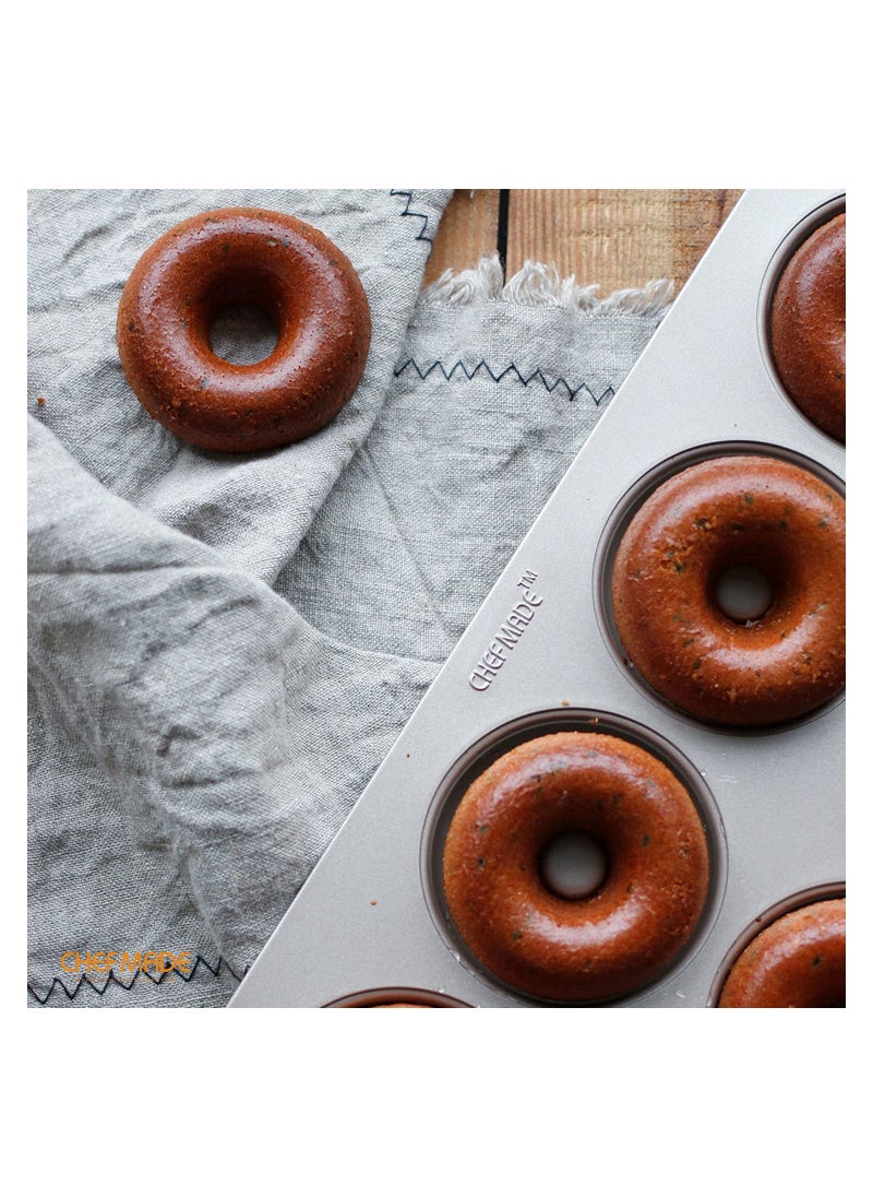 chefmade - Donut Mold Cake Pan 12 Cavity Non-Stick Ring Doughnut Bakeware - Image 1