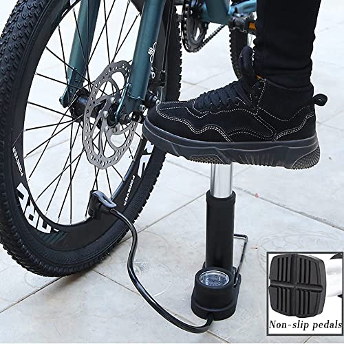 QUPET Bike Pump, Mini Bicycle Pump Portable Bike Floor Pump with Presta and Schrader Valves Aluminum Alloy Floor Bicycle Air Pump Compact Mini Bike Tire Pump, Extra Valve and Gas Needle for All Bike - Image 5
