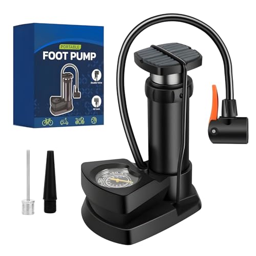 QUPET Bike Pump, Mini Bicycle Pump Portable Bike Floor Pump with Presta and Schrader Valves Aluminum Alloy Floor Bicycle Air Pump Compact Mini Bike Tire Pump, Extra Valve and Gas Needle for All Bike - Image 1
