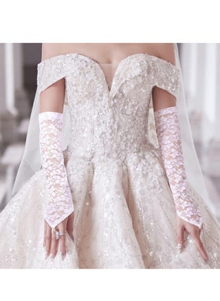 قفازات أربطة نسائية بدون أصابع، قفازات مرفقية طويلة الطول، حفلة رقص رقص مسائية عشاء زفاف قفازات رقص (أبيض) - view 5