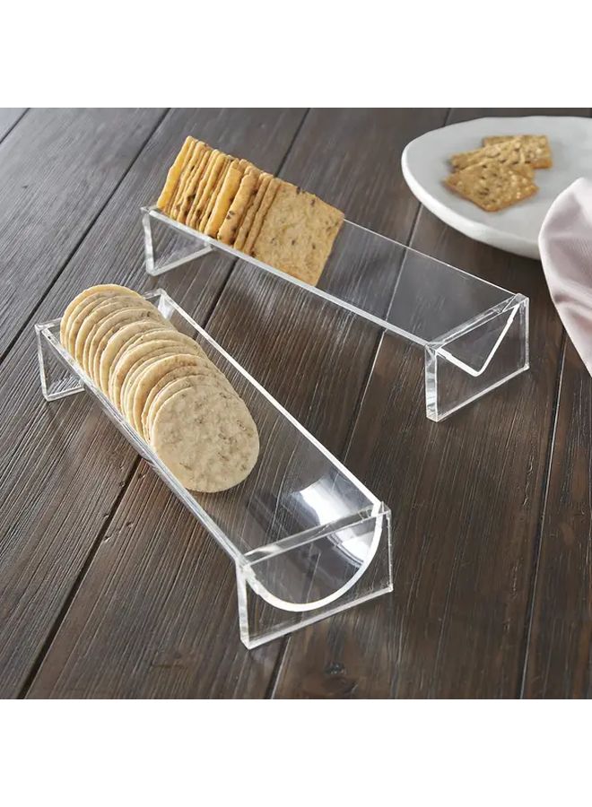 V Shaped Acrylic Dessert Tray Set For Pastries Cheese Display Party Serving - Image 2