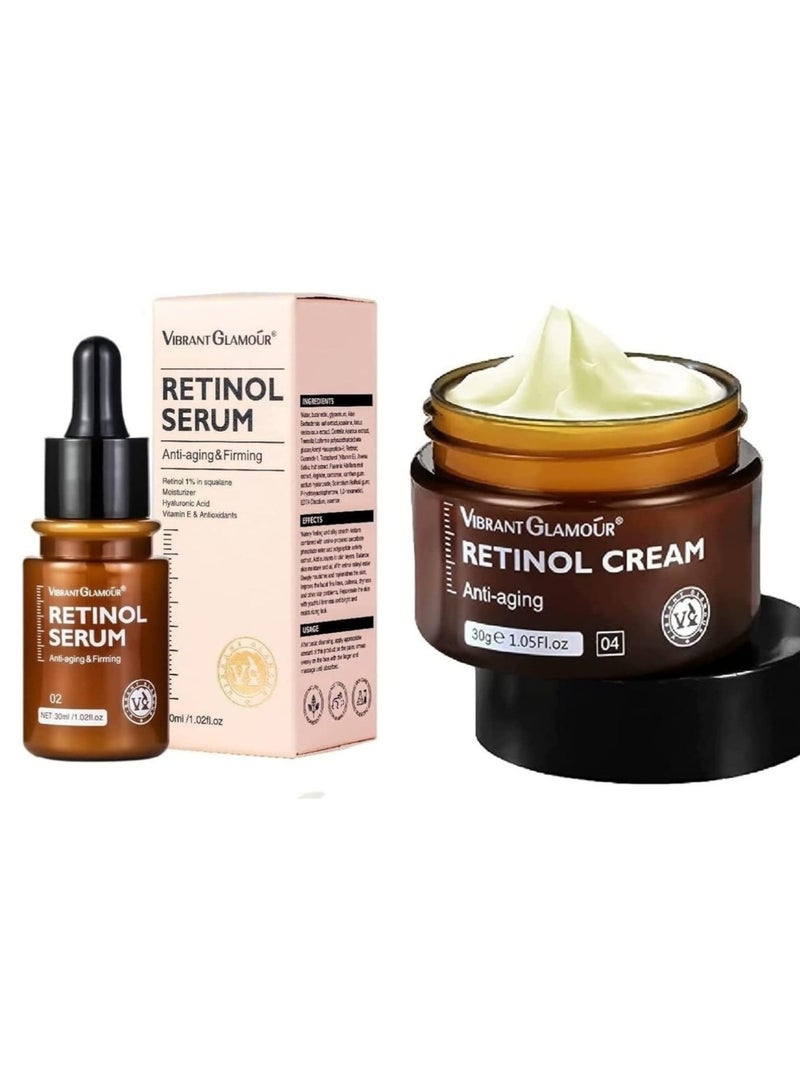 ريتينول سيروم العناية الاصلي بالريتينول + كريم الريتينول للعناية بالبشرة وشد الوجه المضاد للتجاعيد و تبييض الوجه