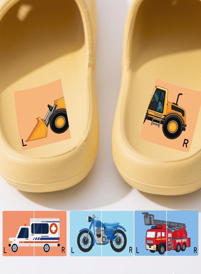 SMARSTICKER 80Pcs Kids Cute Right Left Car Stickers 3 x 1.5 Inch - Cartoon Plane Forklift Sole Sticker Children Boys Girls Shoes Stickers for Early Learning - Image 4