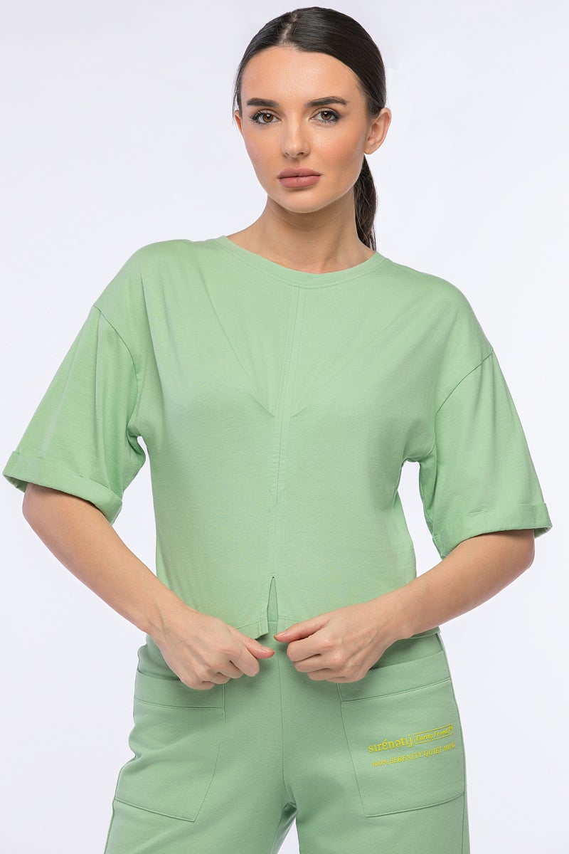 رينا تي شيرت Peace & Quit بأكمام قصيرة مقاس XL أخضر - Image 2