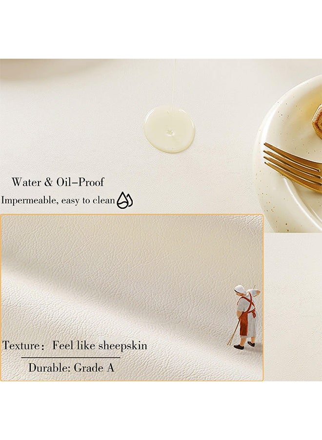 HaHaHai 140x200cm Table Cloth, Waterproof Lambskin Texture Tablecloths, Oil Resistant Soft PU Leather Table Cover for Dining Room, Kitchen, Party, Cream White - Image 2