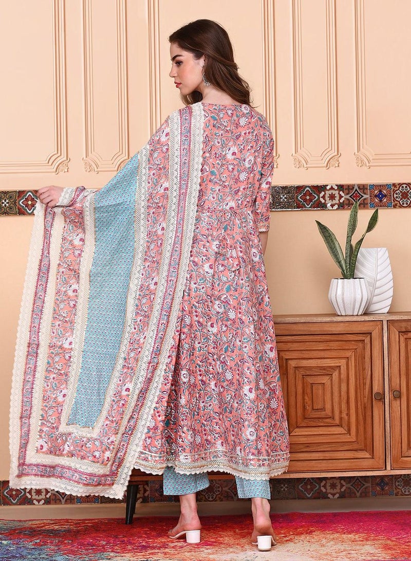 ISHIN Women Multi cotton Kurta set with Dupatta - Image 5