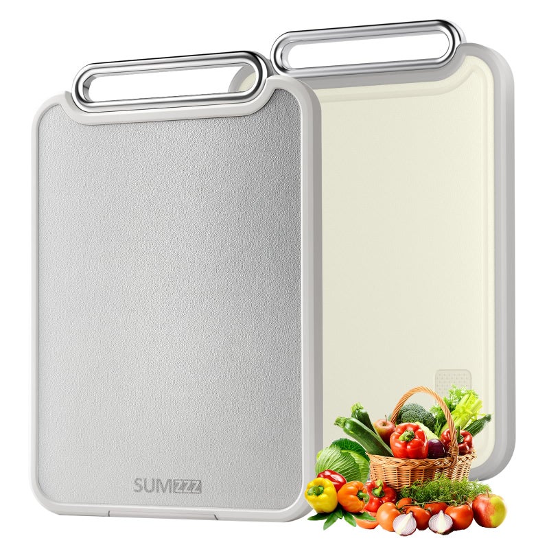 Sumzzz Stainless Steel Cutting Board for Kitchen 2in1 DoubleSided Chopping Board Dishwasher Safe Food Grade Stainless SteelPP Easy to Clean Large Size NonSlip 1611 - Image 2