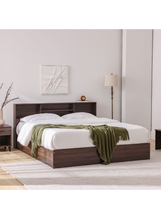 DANUBE HOME Gamorah New 180x200 King Bed Set with 1 Nightstand, Dresser, Mirror & Stool Elegant King Size Bedroom Set, Modern Furniture with Storage for Stylish Home DÃ©cor-Columbia Dark Brown - Image 2