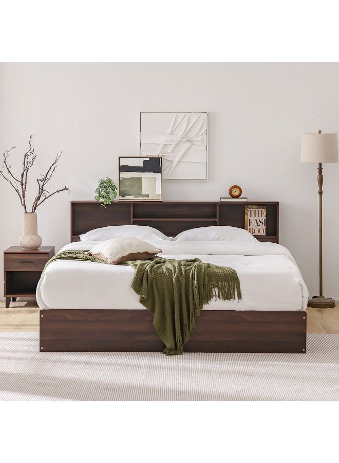 DANUBE HOME Gamorah New 180x200 King Bed Set with 1 Nightstand, Dresser, Mirror & Stool Elegant King Size Bedroom Set, Modern Furniture with Storage for Stylish Home DÃ©cor-Columbia Dark Brown - Image 3