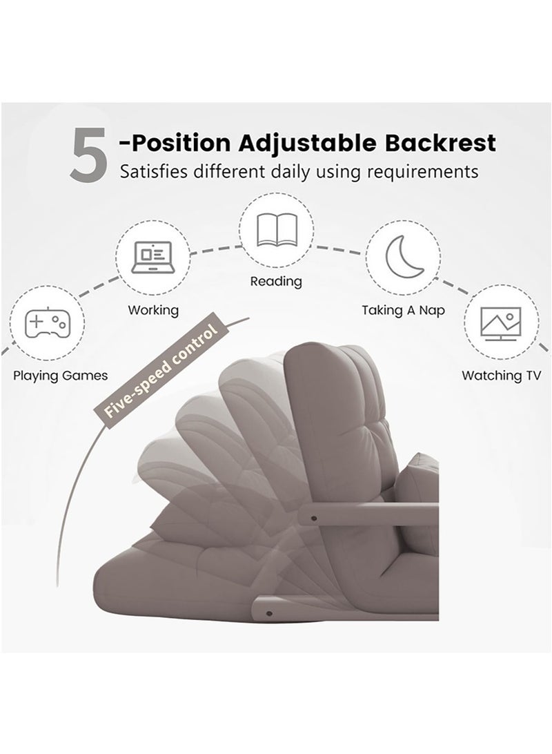 TAPIT Adjustable Floor Sofa Chair with Armrest, Single Sofa Chair for Living Room Bedroom Bay Window, Office Nap Folding Sofa Bed, Foldable Floor Lounge Chair for Gaming Reading (Khaki) ﻿ - Image 4
