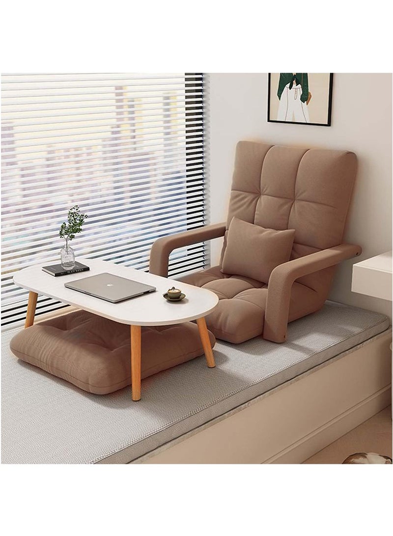 TAPIT Adjustable Floor Sofa Chair with Armrest, Single Sofa Chair for Living Room Bedroom Bay Window, Office Nap Folding Sofa Bed, Foldable Floor Lounge Chair for Gaming Reading (Khaki) ﻿ - Image 2