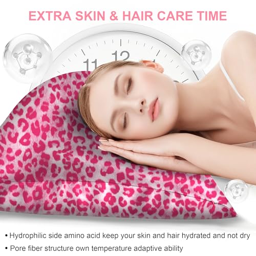 LYSHIN Silk Pillow Cases Standard Size with Hidden Zipper, Mulberry Silk Pillowcase for Hair and Skin, Smooth and Soft Breathable Cooling Silk Satin Pillow Covers for Sleeping, Gifts for Women, Leopard Pink - Image 3