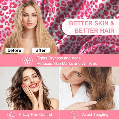 LYSHIN Silk Pillow Cases Standard Size with Hidden Zipper, Mulberry Silk Pillowcase for Hair and Skin, Smooth and Soft Breathable Cooling Silk Satin Pillow Covers for Sleeping, Gifts for Women, Leopard Pink - Image 4