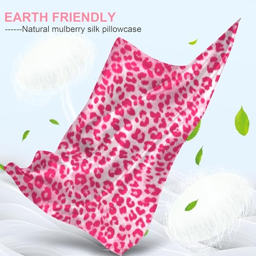 LYSHIN Silk Pillow Cases Standard Size with Hidden Zipper, Mulberry Silk Pillowcase for Hair and Skin, Smooth and Soft Breathable Cooling Silk Satin Pillow Covers for Sleeping, Gifts for Women, Leopard Pink - Image 2