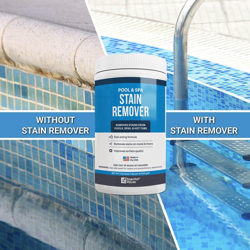 Essential Values Swimming Pool & Spa Stain Remover (2 LBS) - Compatible with Vinyl Liners, Fiberglass & Metals - Effective Formula Removes Rust & Tough Stains - Image 2