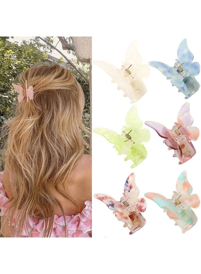 NAISIER Hair Claw Butterfly Tortoise Shell Jaw Clips 2.3 inch Beautiful Hair Accessories for Girls and Women. (Mixed color, 6 pack)  - Image 1