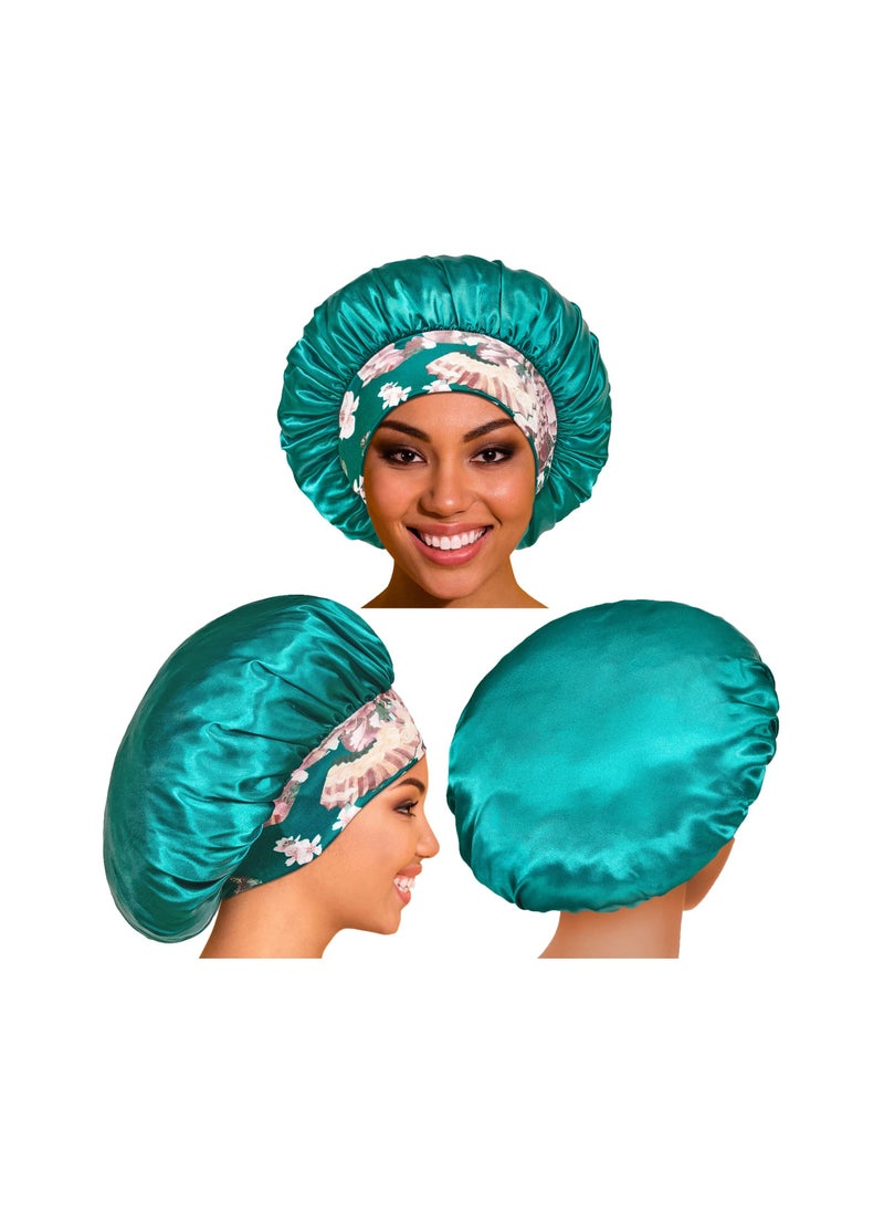 SYOSI 4Pcs Satin Silk Hair Bonnet for Sleeping Elastic Wide Band Bonnets for Black Women Braids Silk Hair Wrap Night Sleep Caps for Women Curly and Natural Hair Curly Hair  - Image 2