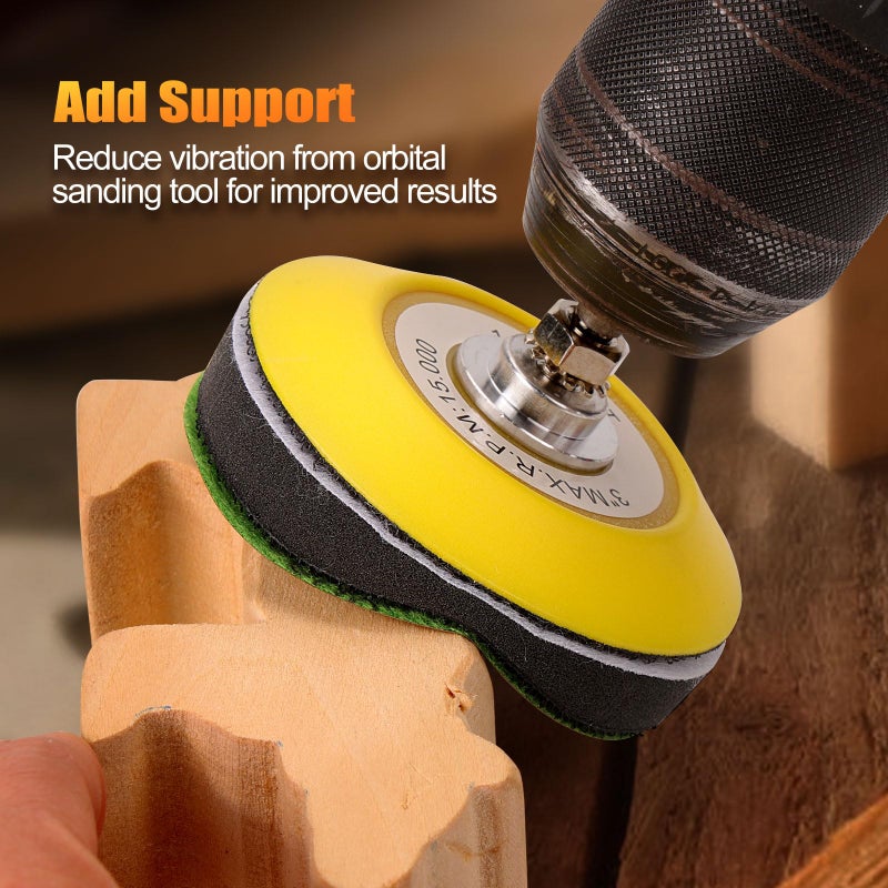 POLIWELL 5 Pack 3 Inch (75mm) Foam Interface Pad, Hook and Loop Soft Foam Buffing Pad, Soft Density Buffer Backing Pad for 3" Sanding Discs, Drill, Mini RO Sander for Detail Sanding - Image 5