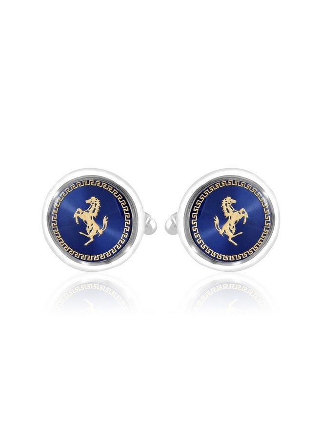MIAMI Jewellery Cuff Links Cufflinks Set for Mens Boys Man Boy Formal Shirts Cufflinks for Men Blue Horse Valentine Gifts - Cufflink-M9103 - Image 1