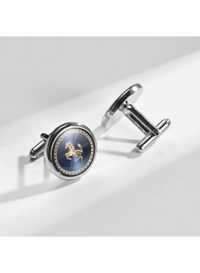 MIAMI Jewellery Cuff Links Cufflinks Set for Mens Boys Man Boy Formal Shirts Cufflinks for Men Blue Horse Valentine Gifts - Cufflink-M9103 - Image 3