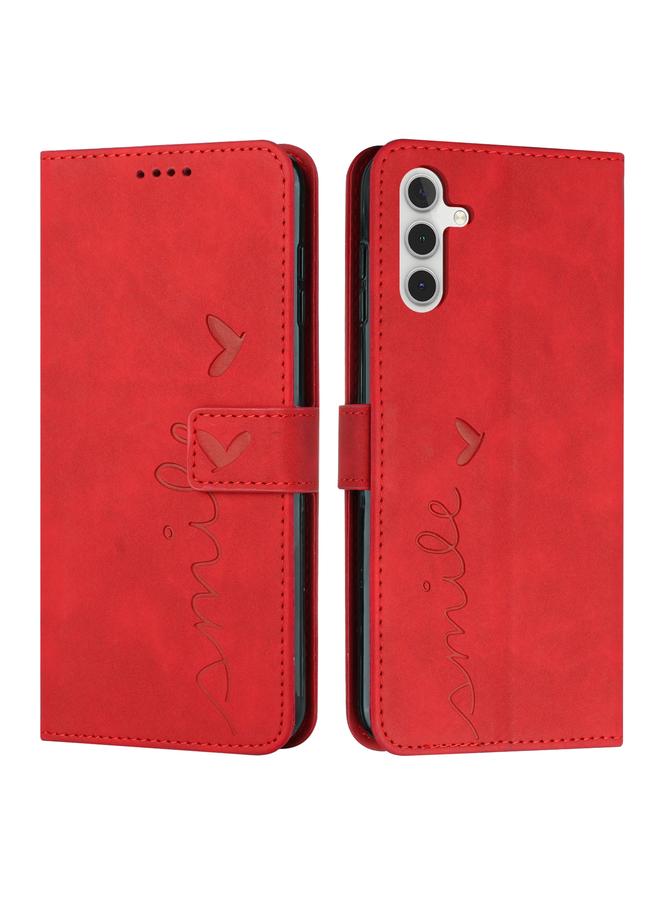 S-TOP Case For Samsung Galaxy A13 5G Skin Feel Heart Pattern Leather Phone Case - Image 1