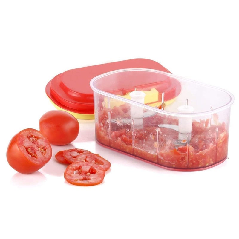 Avenn Avenn Multipurpose Bowl Vegetable Cutter Child Pint Vegetable and Nuts Chopper Dori Dual Blades Twins Chopper 100 BPA Free Food Grade Plastic with Double Stainless Steel Blades Multicolor - Image 4