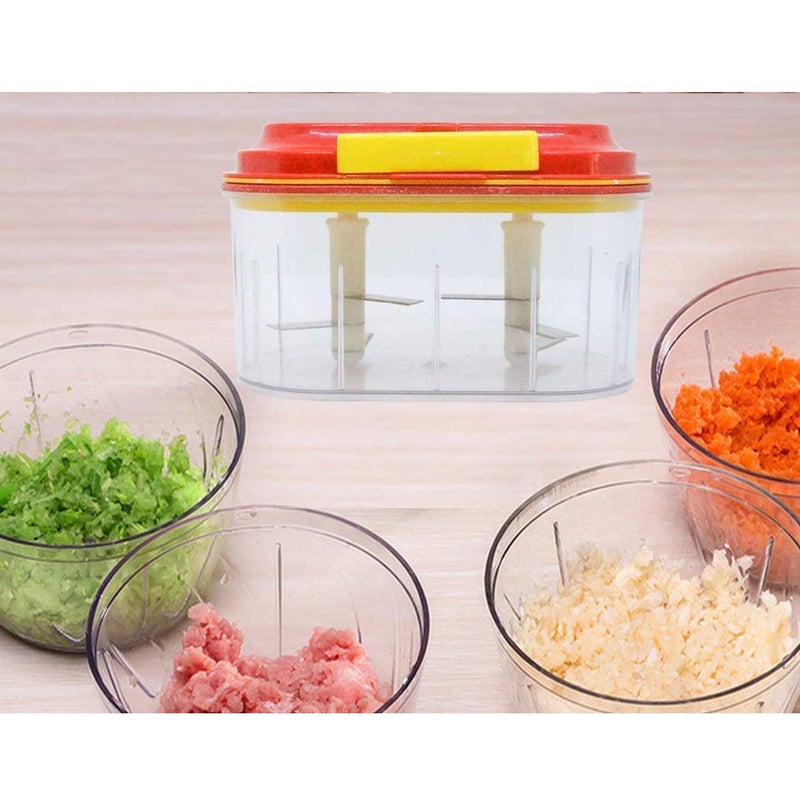 Avenn Avenn Multipurpose Bowl Vegetable Cutter Child Pint Vegetable and Nuts Chopper Dori Dual Blades Twins Chopper 100 BPA Free Food Grade Plastic with Double Stainless Steel Blades Multicolor - Image 5
