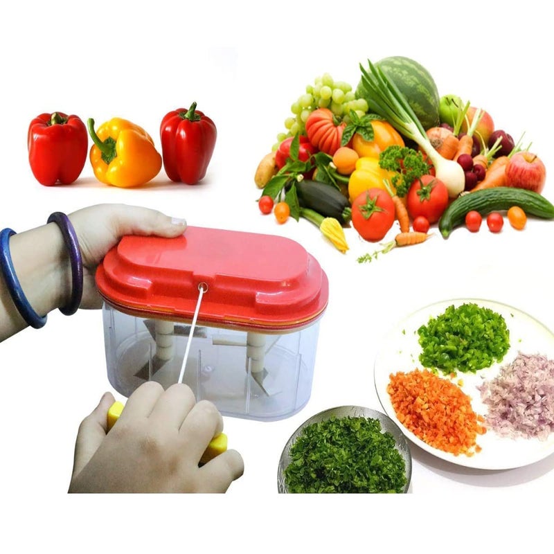Avenn Avenn Multipurpose Bowl Vegetable Cutter Child Pint Vegetable and Nuts Chopper Dori Dual Blades Twins Chopper 100 BPA Free Food Grade Plastic with Double Stainless Steel Blades Multicolor - Image 2