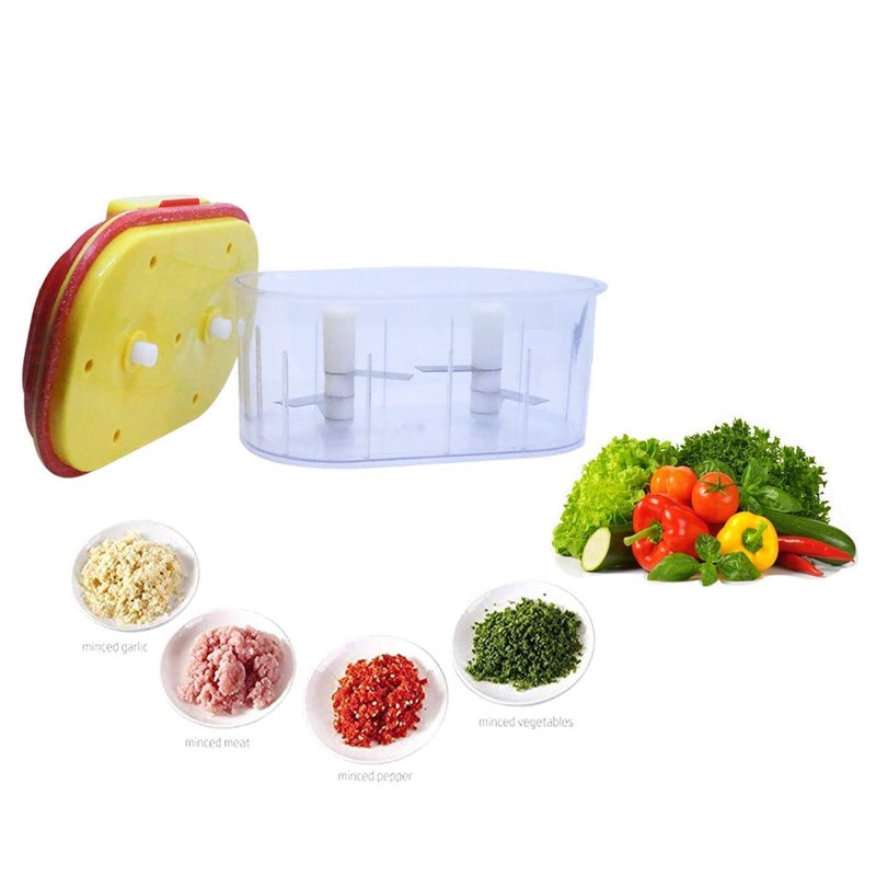 Avenn Avenn Multipurpose Bowl Vegetable Cutter Child Pint Vegetable and Nuts Chopper Dori Dual Blades Twins Chopper 100 BPA Free Food Grade Plastic with Double Stainless Steel Blades Multicolor - Image 3