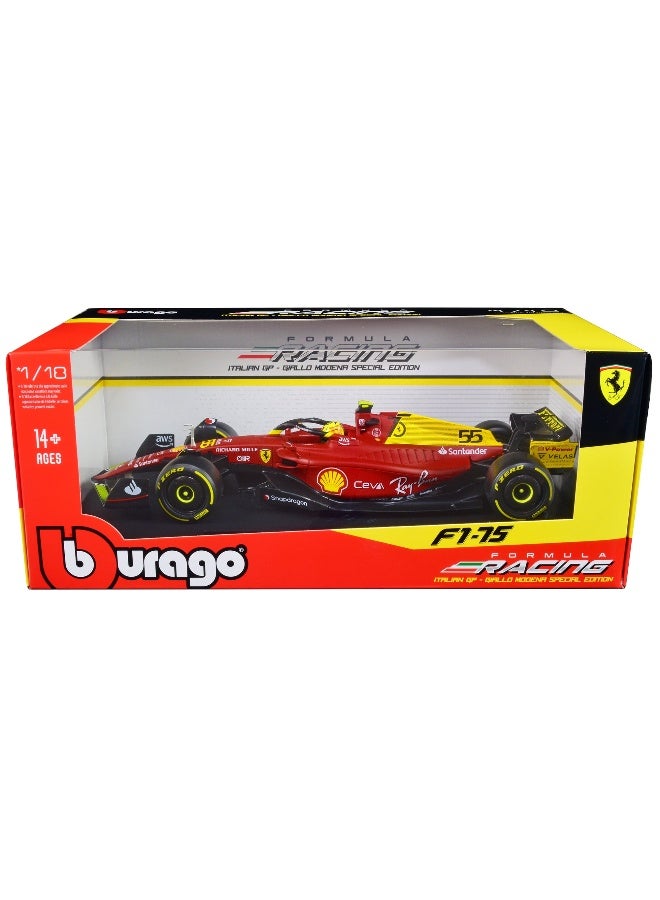 Bburago Bburago Formula Racing Italian Grand Prix 2022 Ferrari F1-75 #55 Carlos Sainz Die-cast Car (Red, 1:18) - Image 1