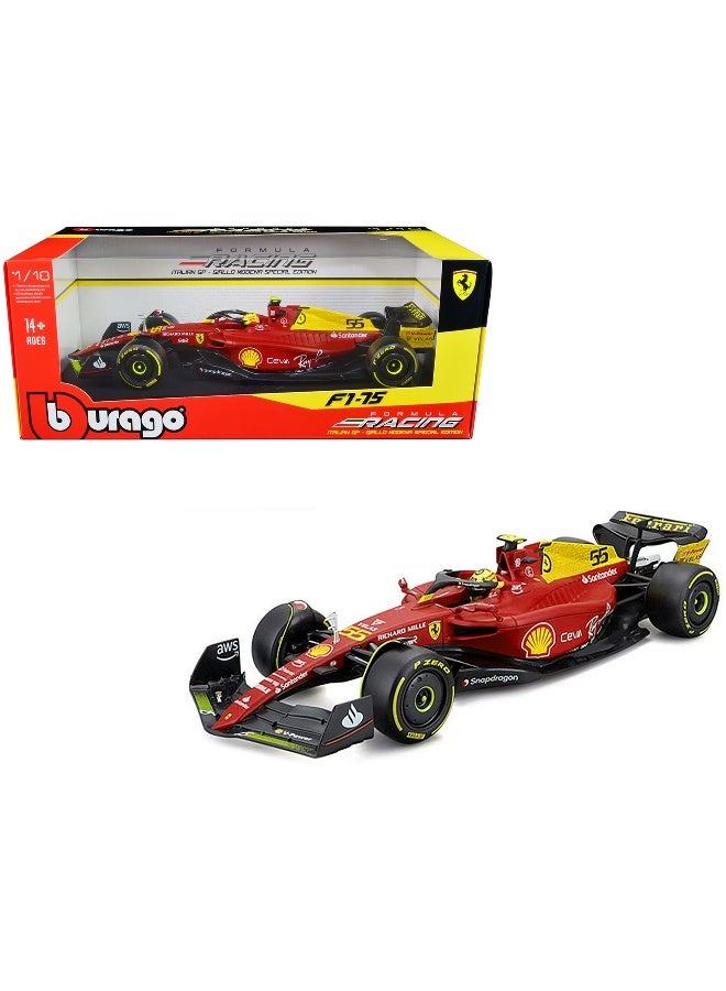 Bburago Bburago Formula Racing Italian Grand Prix 2022 Ferrari F1-75 #55 Carlos Sainz Die-cast Car (Red, 1:18) - Image 2
