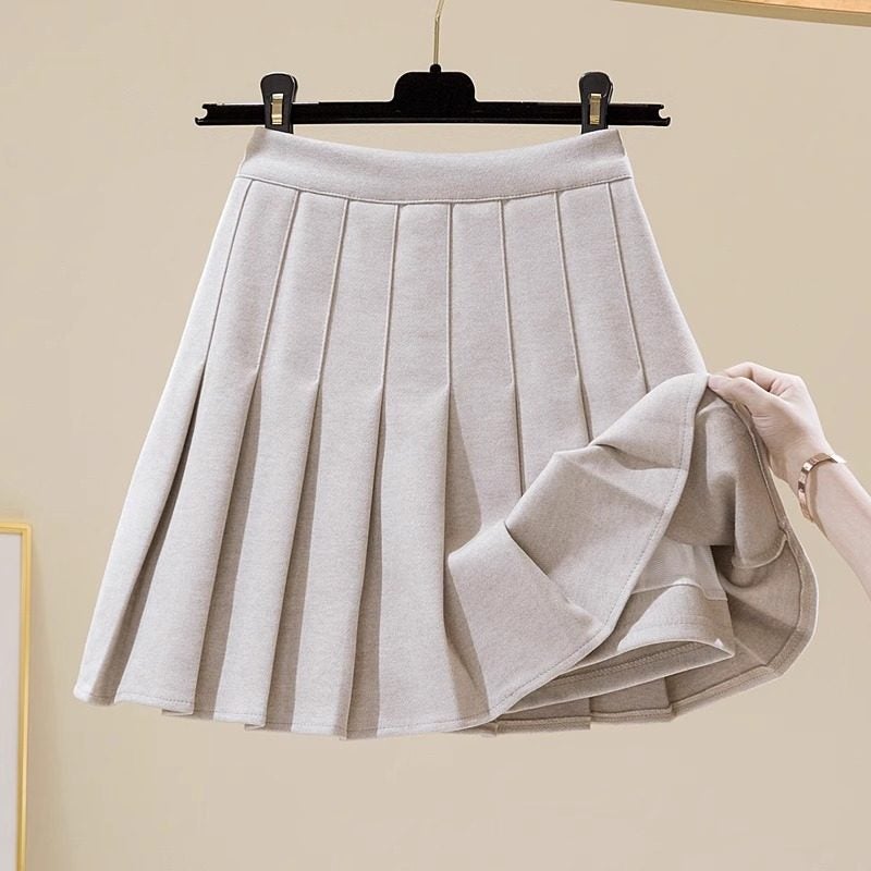 Woolen skirt for women's autumn and winter new style high waist slimming college style pleated skirt winter skirt thick A-line skirt - Image 1