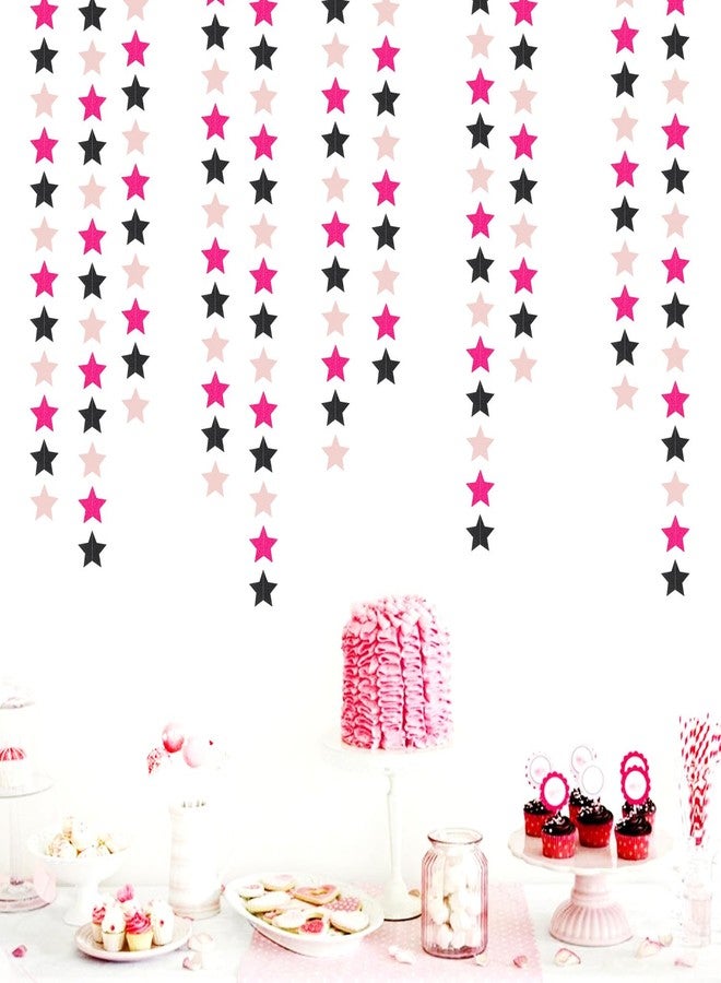 Hugtmr Hot-Pink Black Birthday Party-Decorations Garland - 62ft Twinkle Little Star Baby Girl Hanging Streamers Banner,Graduation Engagement Bachelorette Decor Hugtmr - Image 4